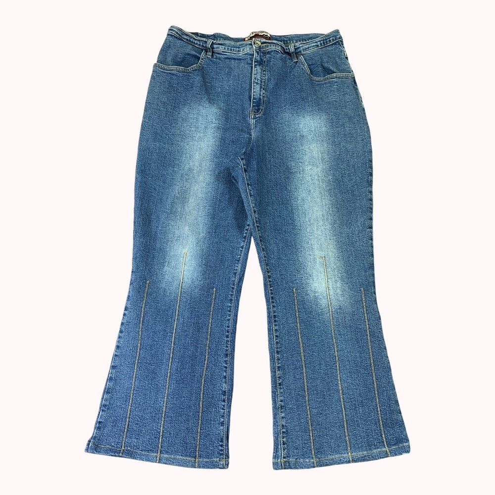 No Excuses Jeans Womens 20 Blue Flared Stretch‎ Bareback Whiskered Denim Y2K